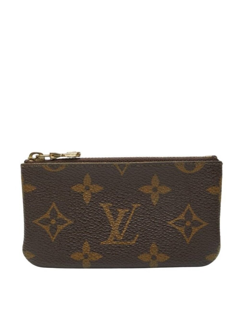 Louis Vuitton Monogram Pochette Cles Coin Case Key Purse Brown Leather 1